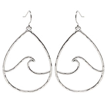 Hammered Teardrop Silver Wave Earrings