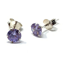 Sterling Silver Stud Cubic Zirconia Lavender Earrings - SeaSpray Jewelry