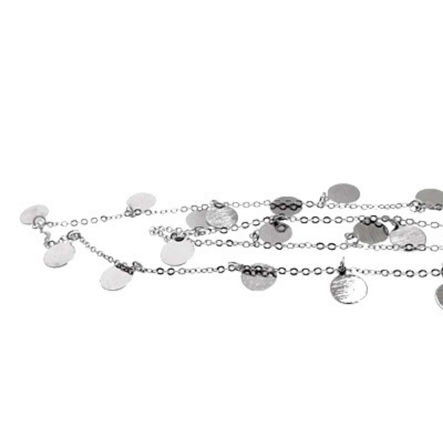 Layered Disc Double Chain Matte Silver Necklace - SeaSpray Jewelry