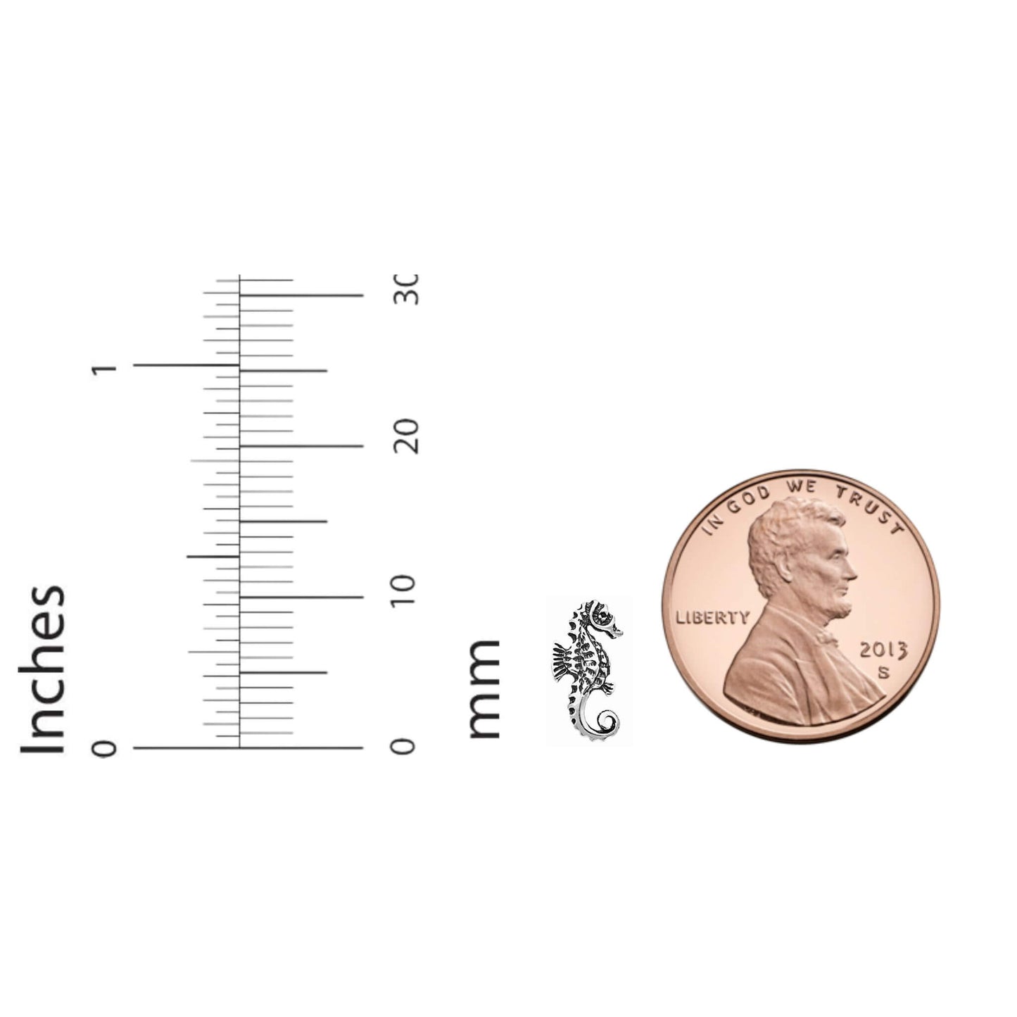 Oxidized Seahorse Earrings Size Chart