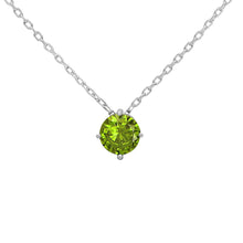 Peridot Cubic Zirconia Necklace On Sterling Silver Chain - Fine Jewelry
