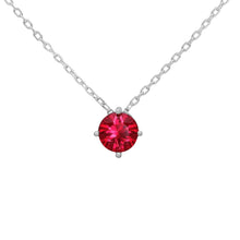 Red Ruby Cubic Zirconia Necklace On Sterling Silver Chain - Fine Jewelry
