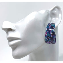 Resin Purple & Blue Big Hoop Earrings