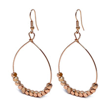 Rose Gold Hoop Beaded Earrings - Costume Jewelry