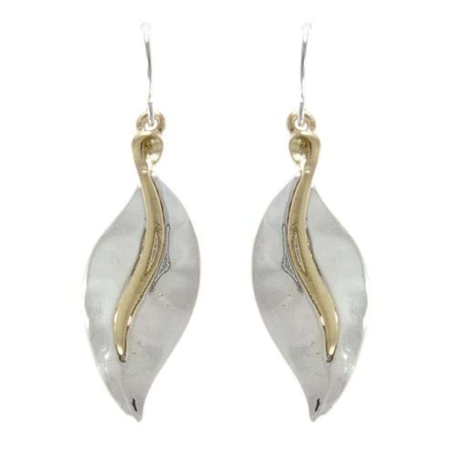 Silver And Gold Teardrop Leaf Earrings
