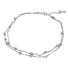 Star & Ball Beaded Sterling Silver Anklet Bracelet