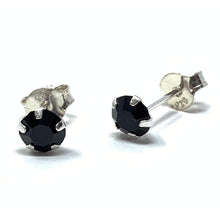 Sterling Silver Black Onyx Cubic Zirconia Stud Earrings - SeaSpray Jewelry