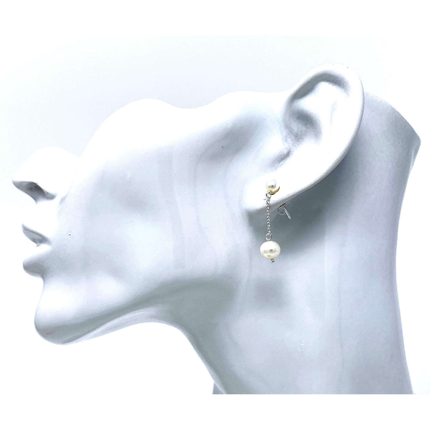 Sterling Silver Dangly Pearl Earrings