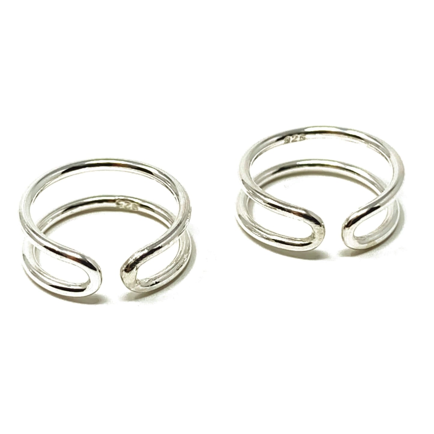 Sterling Silver Double Band Ear Cuff Earrings - SeaSpray Jewelry