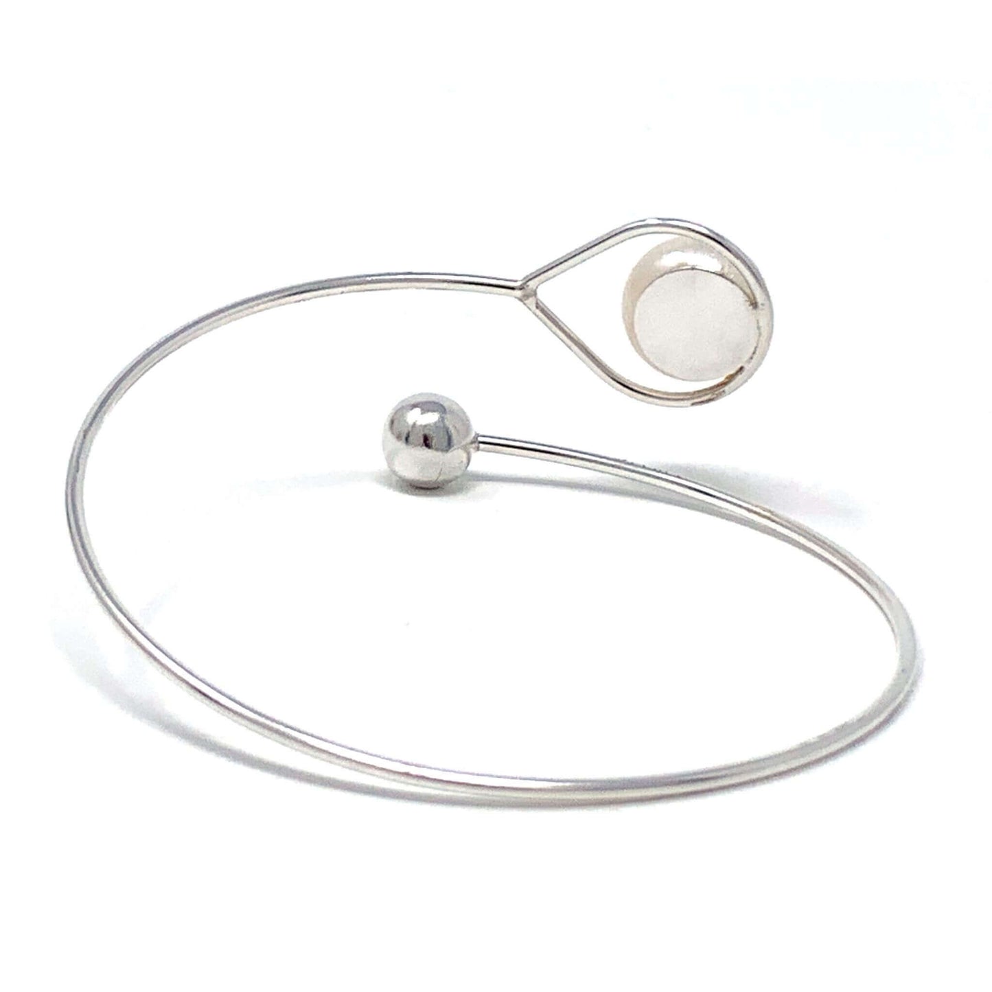 Cultured Freshwater Pearl Sterling Silver Bangle Bracelet