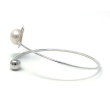 Cultured Freshwater Pearl Sterling Silver Bangle Bracelet