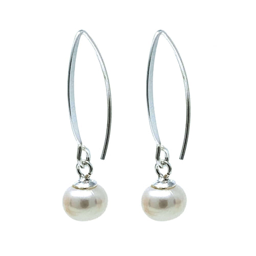 Sterling Silver Pearl Drop Earrings - Pearl Earrings
