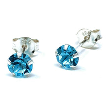 Sterling Silver Stud Cubic Zirconia Aquamarine Earrings