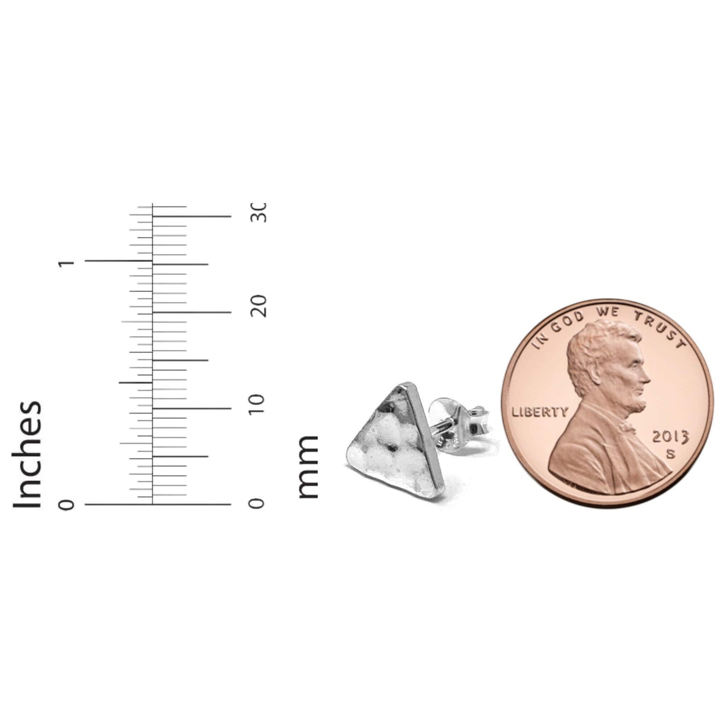 Sterling Silver Triangle Earrings Size