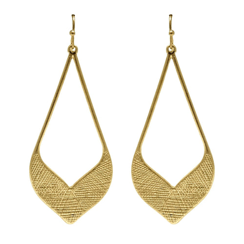 Textured Boho Gold Teardrop Earrings - Costume Fashion Jewelry