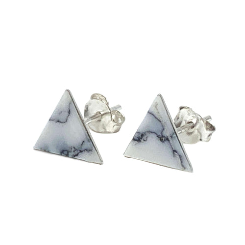 Triangle Stud Earrings With White Howlite Stone