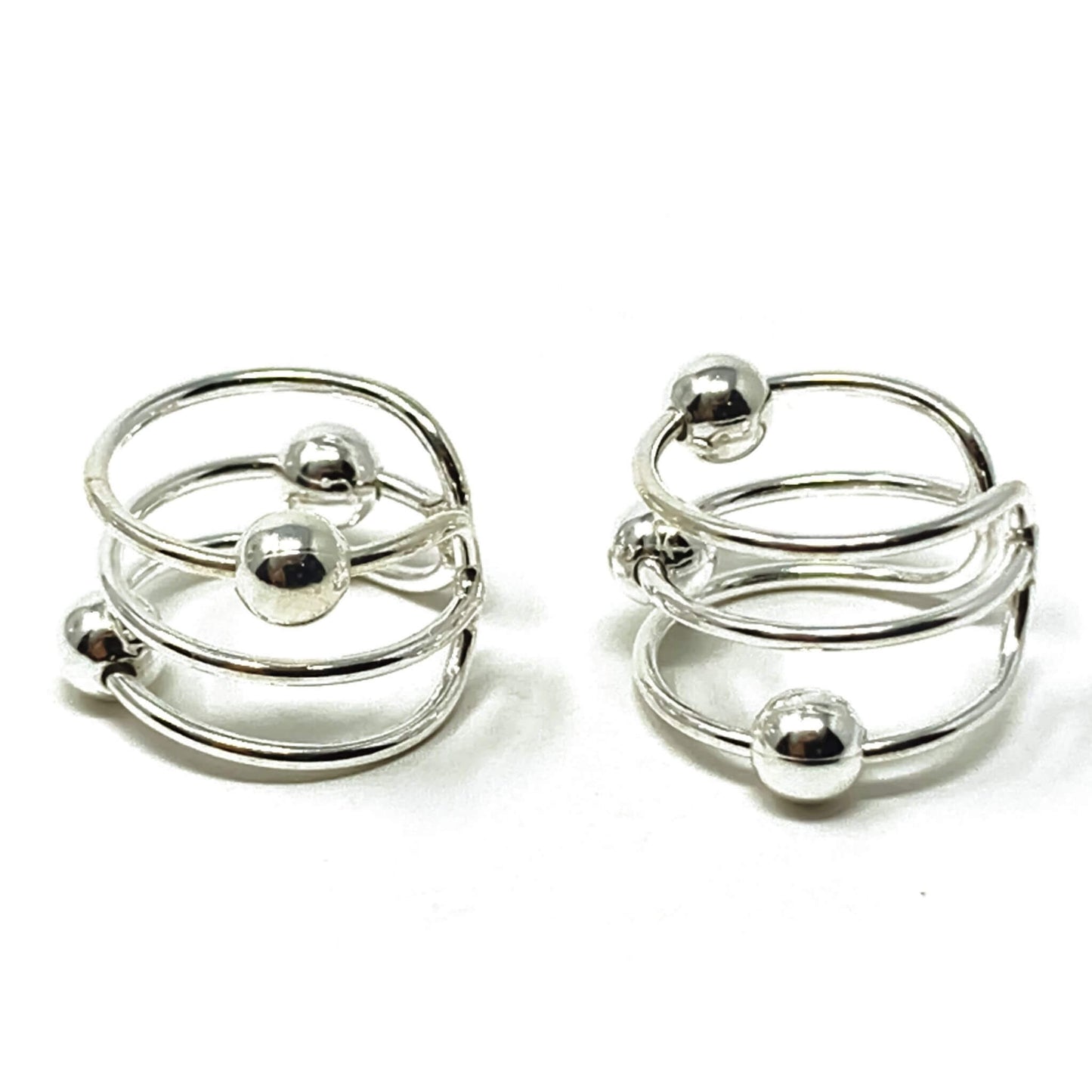 Triple Sterling Silver Ball Ear Cuff Earrings