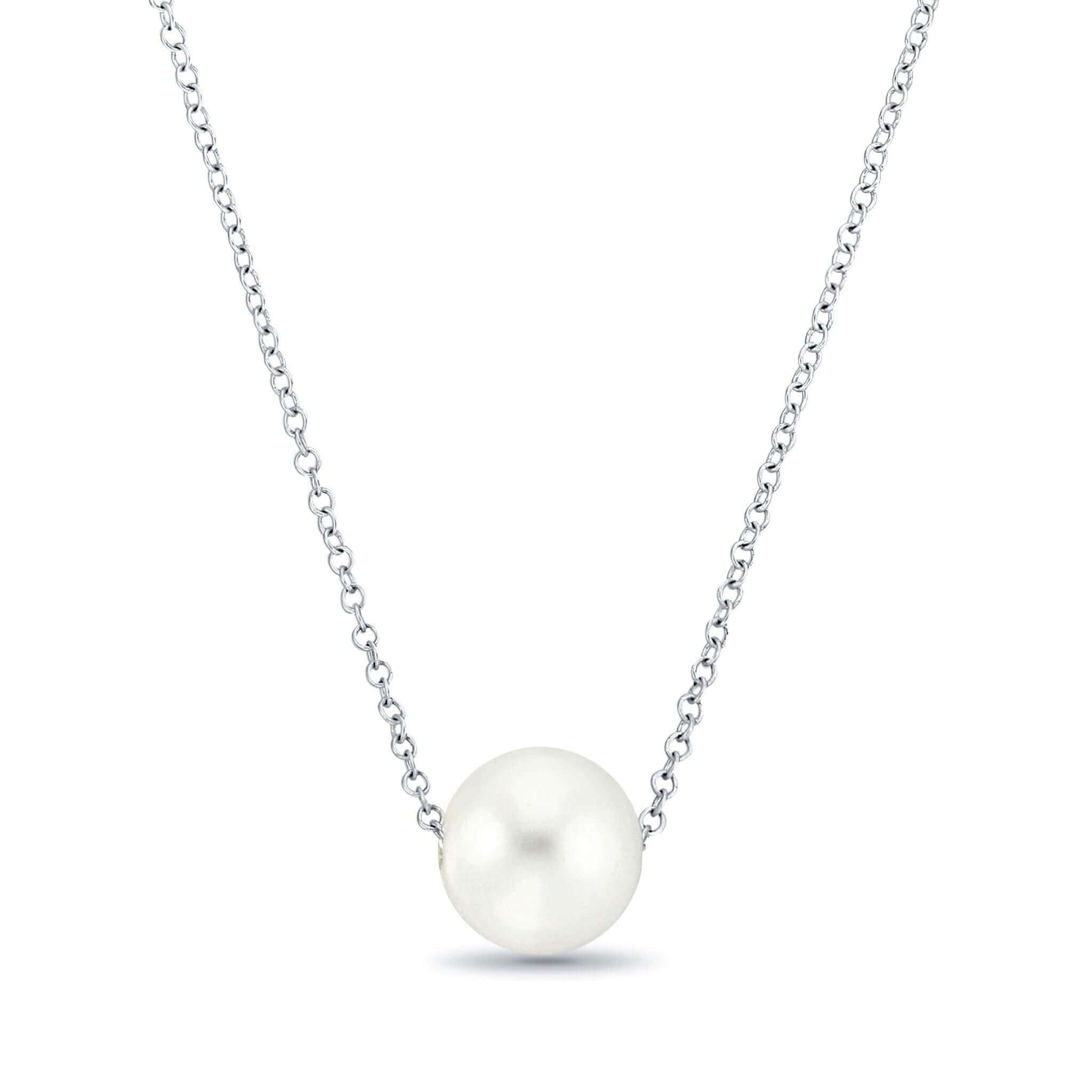 thumbnail image 2 of Freshwater Pearl Necklace – Timeless Elegance In Gold Or Silver Sterling Silver / White / 16 2 of 10