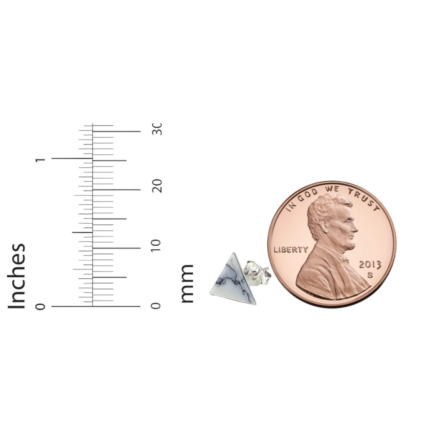 White Howlite Triangle Stud Earrings Size