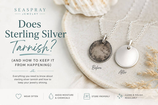 Tarnished sterling silver necklace before and after cleaning, showing how to keep sterling silver from tarnishing