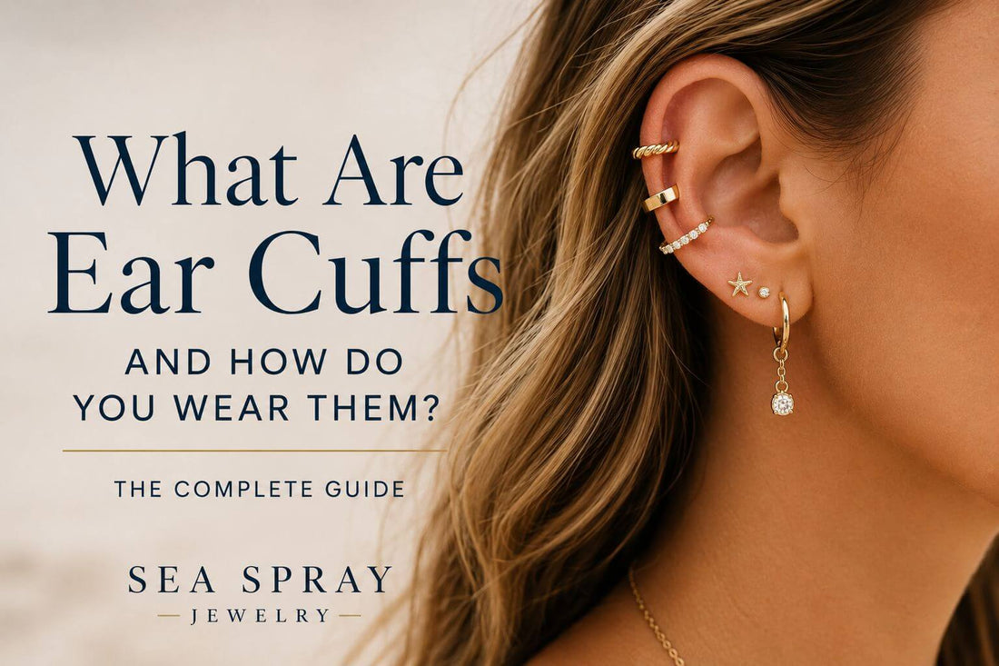 woman wearing gold ear cuff earrings without piercing