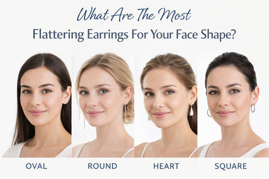 Most flattering earrings for your face shape including oval, round, heart and square face examples