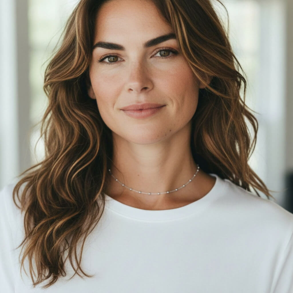 Adjustable 14-16 inch bead station necklace in 925 sterling silver worn at collarbone length.