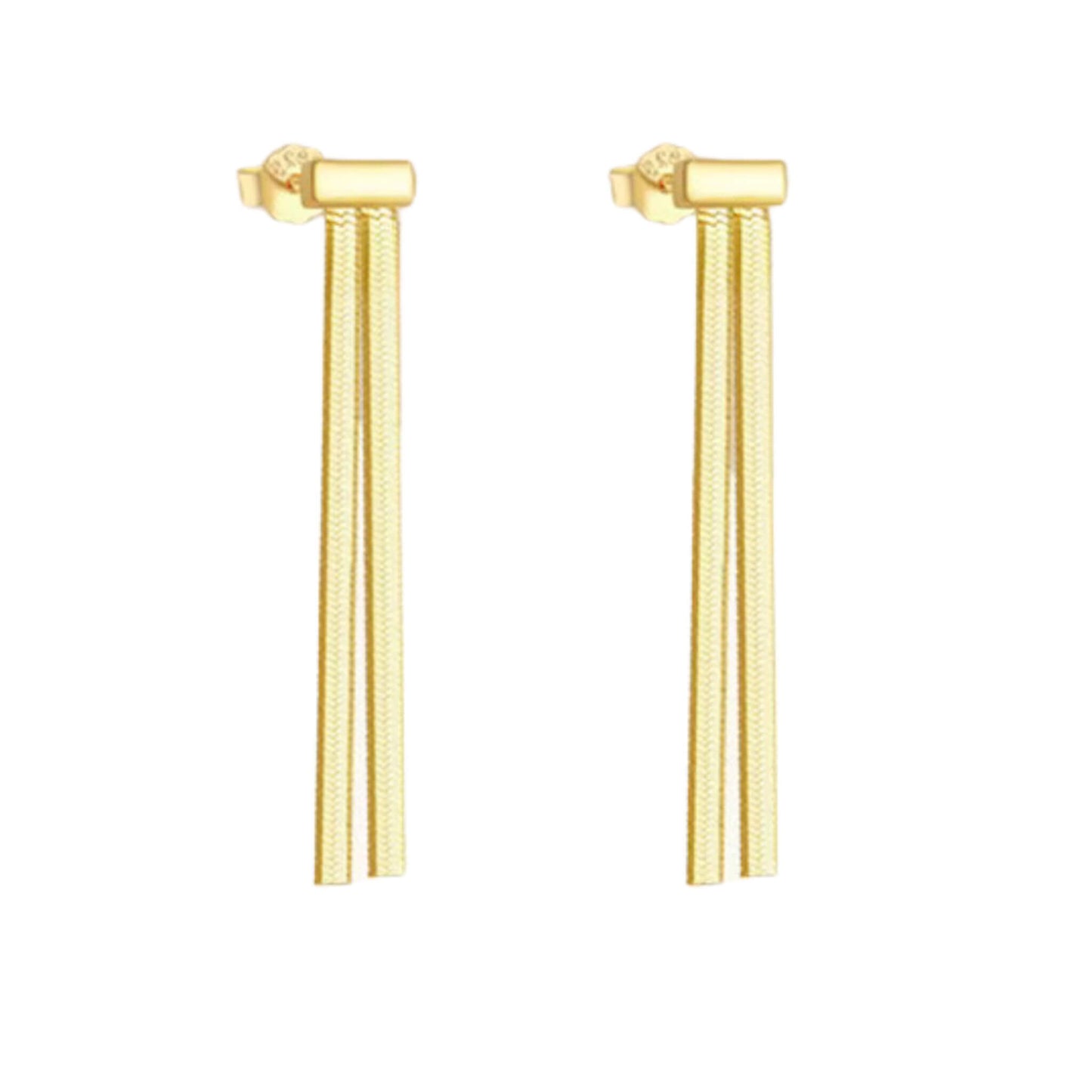 14K Gold Plated Herringbone Chain Tassel Earrings – Dainty Drop Dangle Earrings for Women – Hypoallergenic Luxury Jewelry