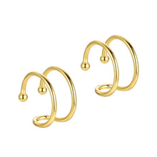 18K gold plated double loop ear cuff for women – non-pierced minimalist earring
