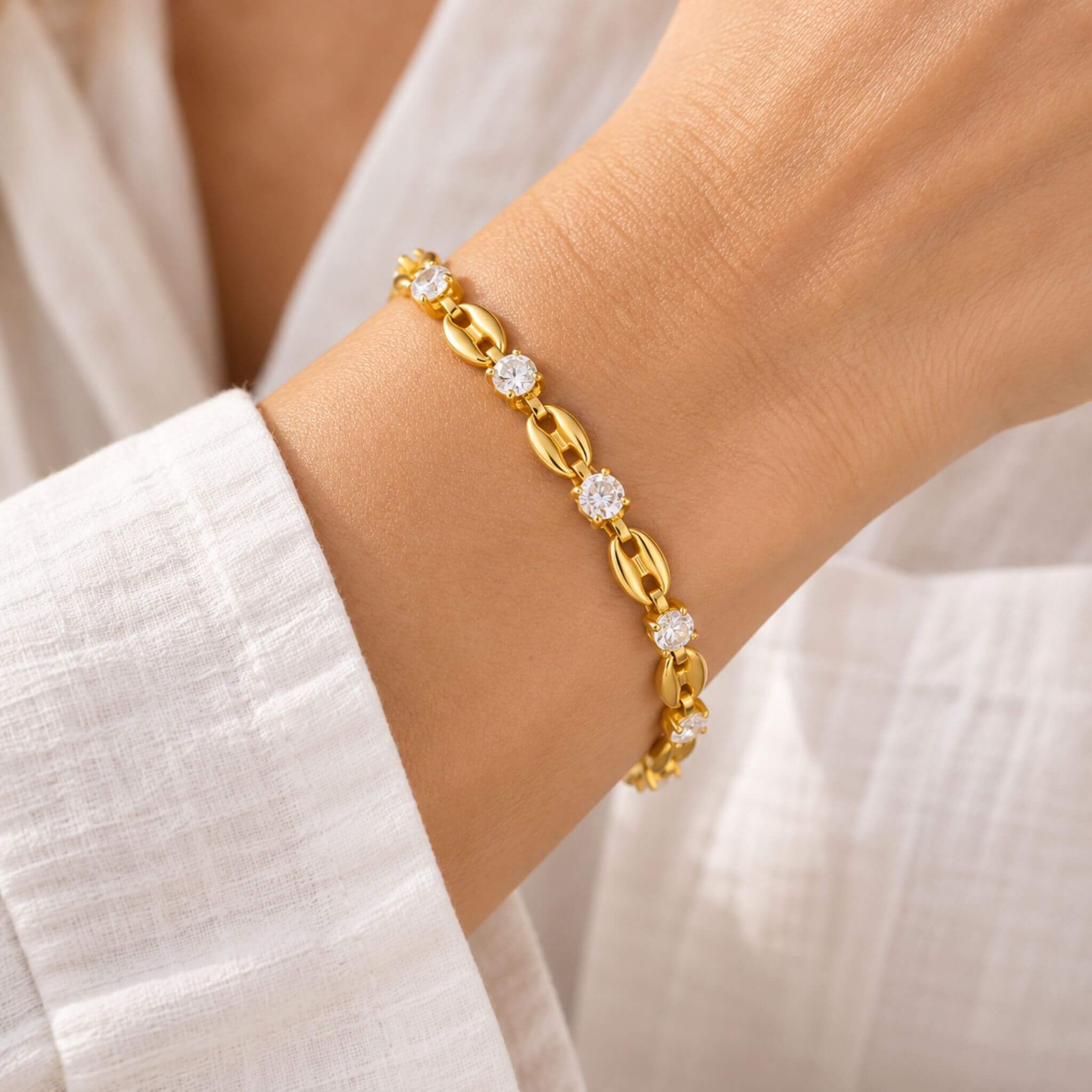 Gold Bracelet for Women - 18K Gold Plated CZ | SeaSpray Jewelry