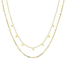 18K gold plated geometric diamond double layered necklace for women - hypoallergenic &amp; tarnish-resistant
