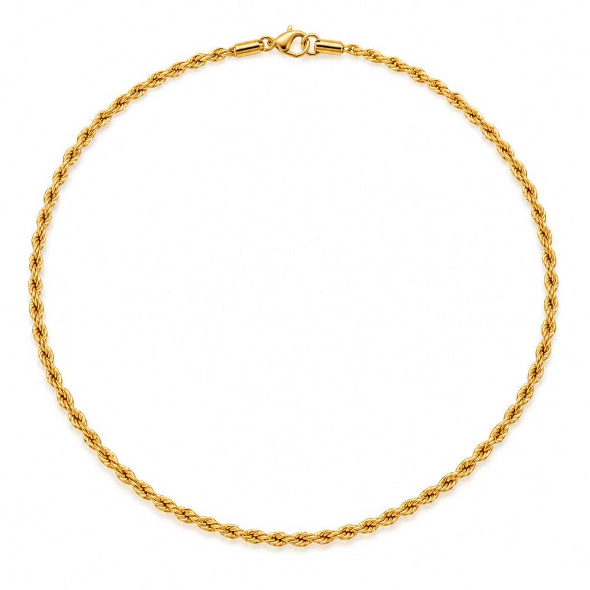 18K gold plated stainless steel rope chain necklace