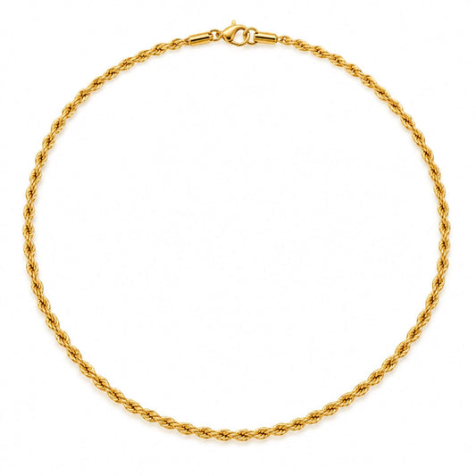 18K gold plated stainless steel rope chain necklace