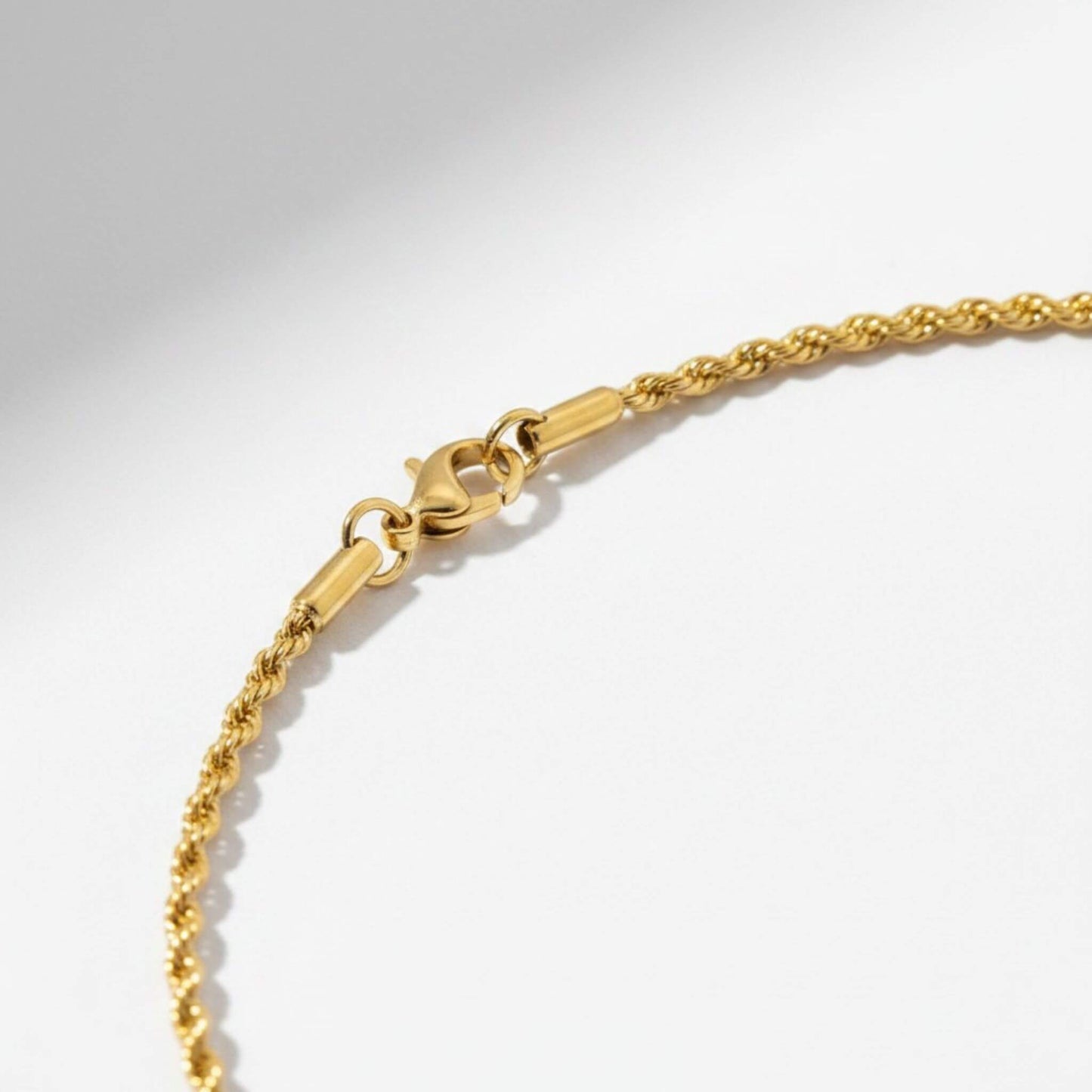 18K gold rope necklace lobster claw clasp stainless steel women