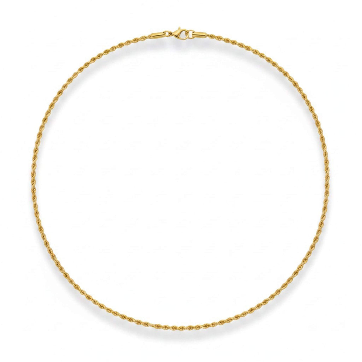 18K gold plated rope chain necklace 3mm women stainless steel