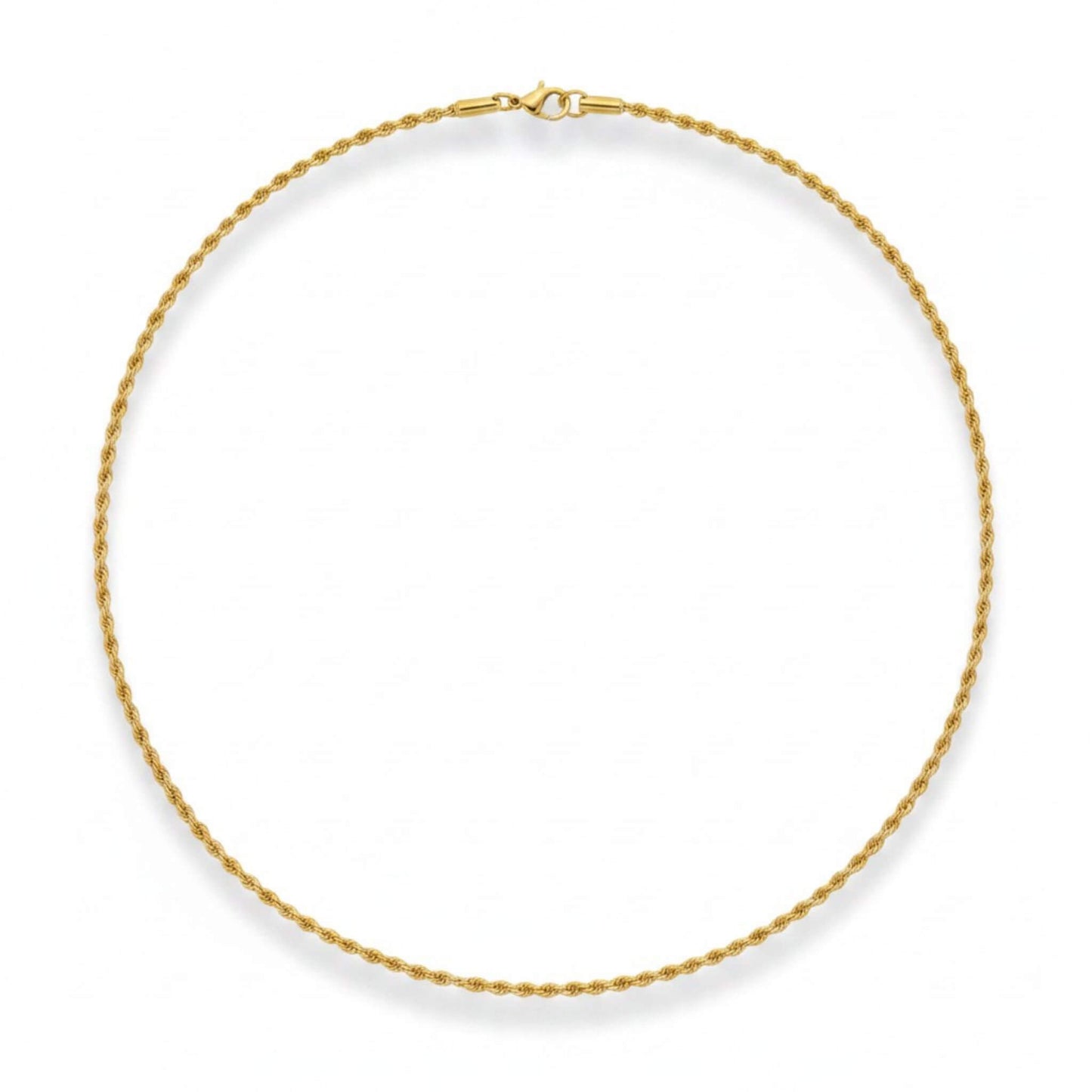 18K gold plated rope chain necklace 3mm women stainless steel