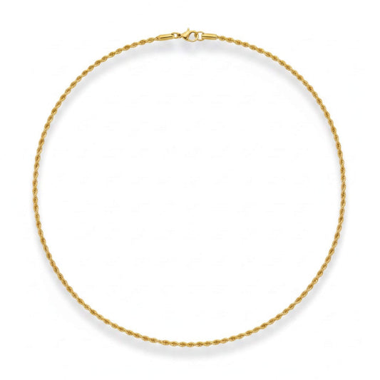 18K gold plated rope chain necklace 3mm women stainless steel