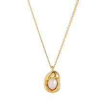 18k gold-plated stainless steel chain necklace with gold nugget pendant and freshwater pearl
