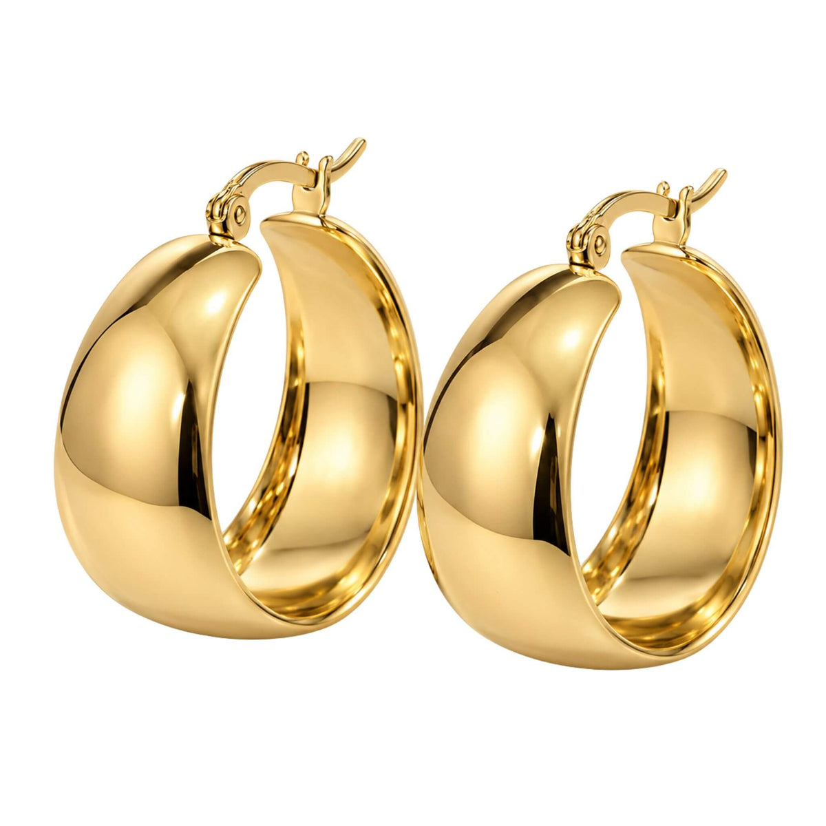 Pair of 18K gold plated stainless steel chunky hoop earrings