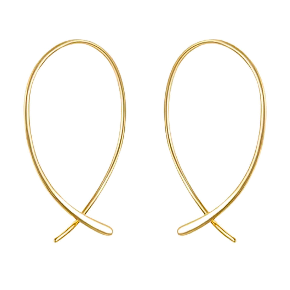 18K Gold Plated Threader Hoop Earrings - Elegant and Lightweight Design