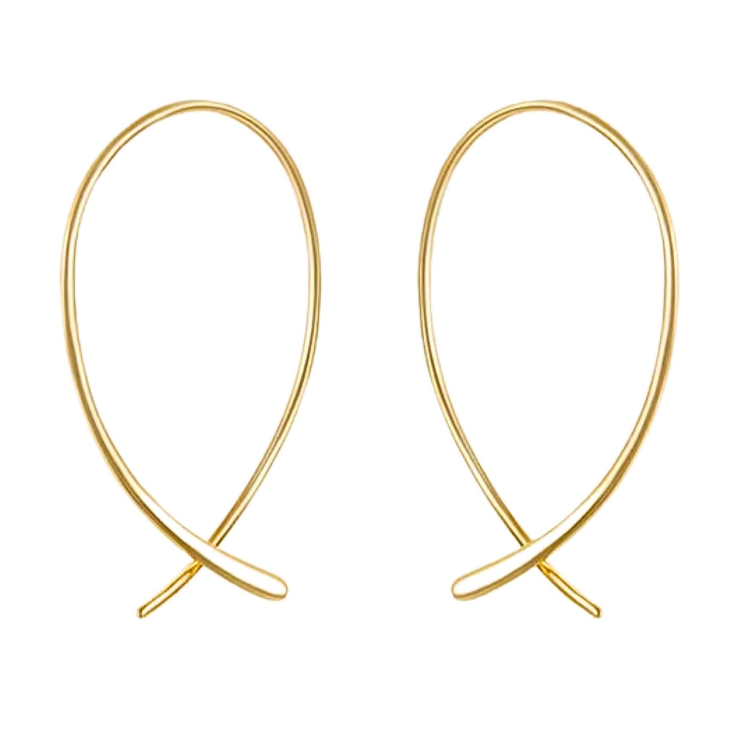 18K Gold Plated Threader Hoop Earrings - Elegant and Lightweight Design