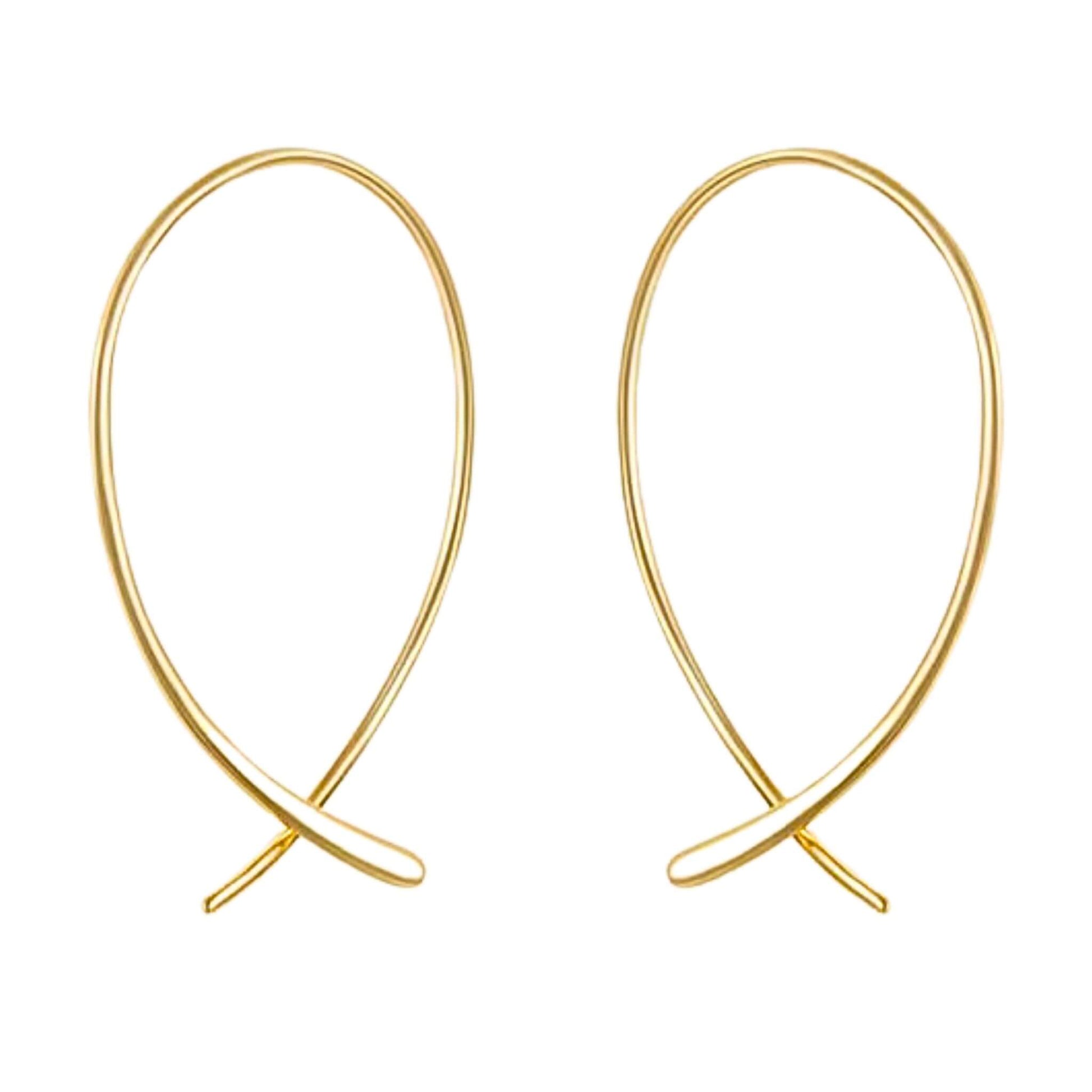 18K Gold Plated Threader Hoop Earrings - Elegant and Lightweight Design