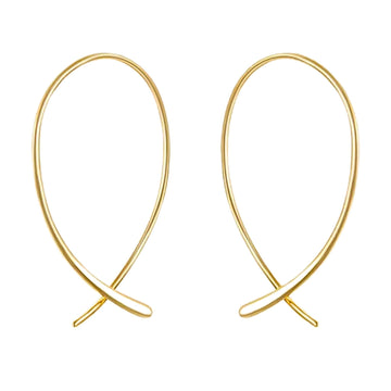 18K Gold Plated Threader Hoop Earrings - Elegant and Lightweight Design