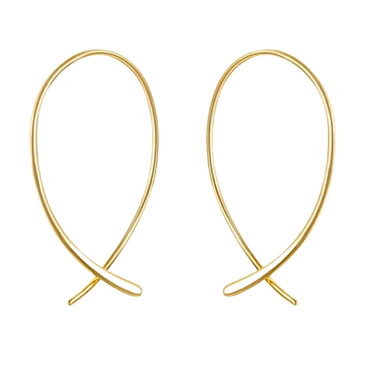 18K Gold Plated Threader Hoop Earrings - Elegant and Lightweight Design