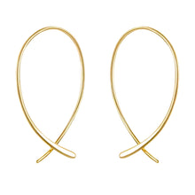 18K Gold Plated Threader Hoop Earrings - Elegant and Lightweight Design
