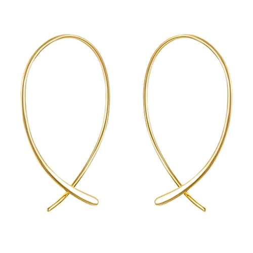 18K Gold Plated Threader Hoop Earrings - Elegant and Lightweight Design