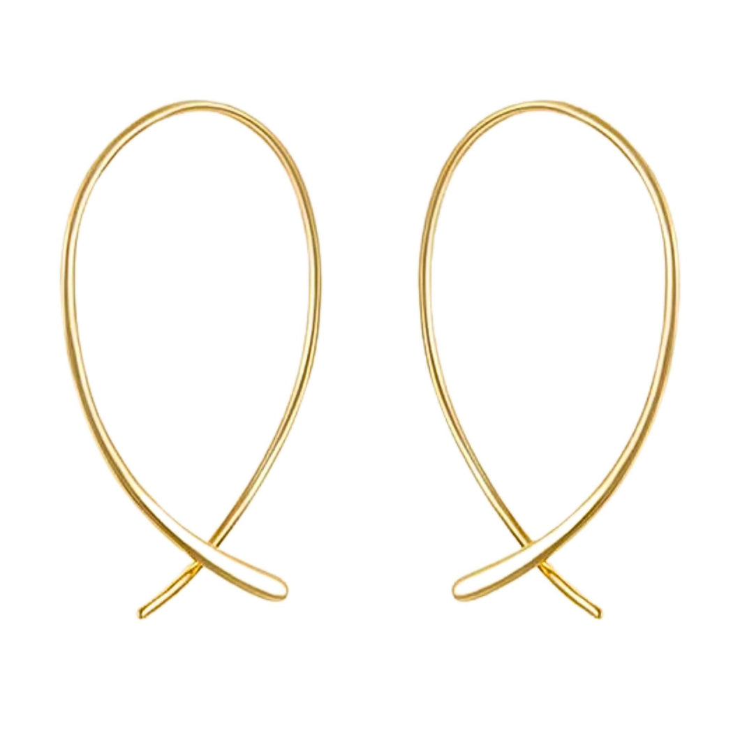 18K Gold Plated Threader Hoop Earrings - Elegant and Lightweight Design