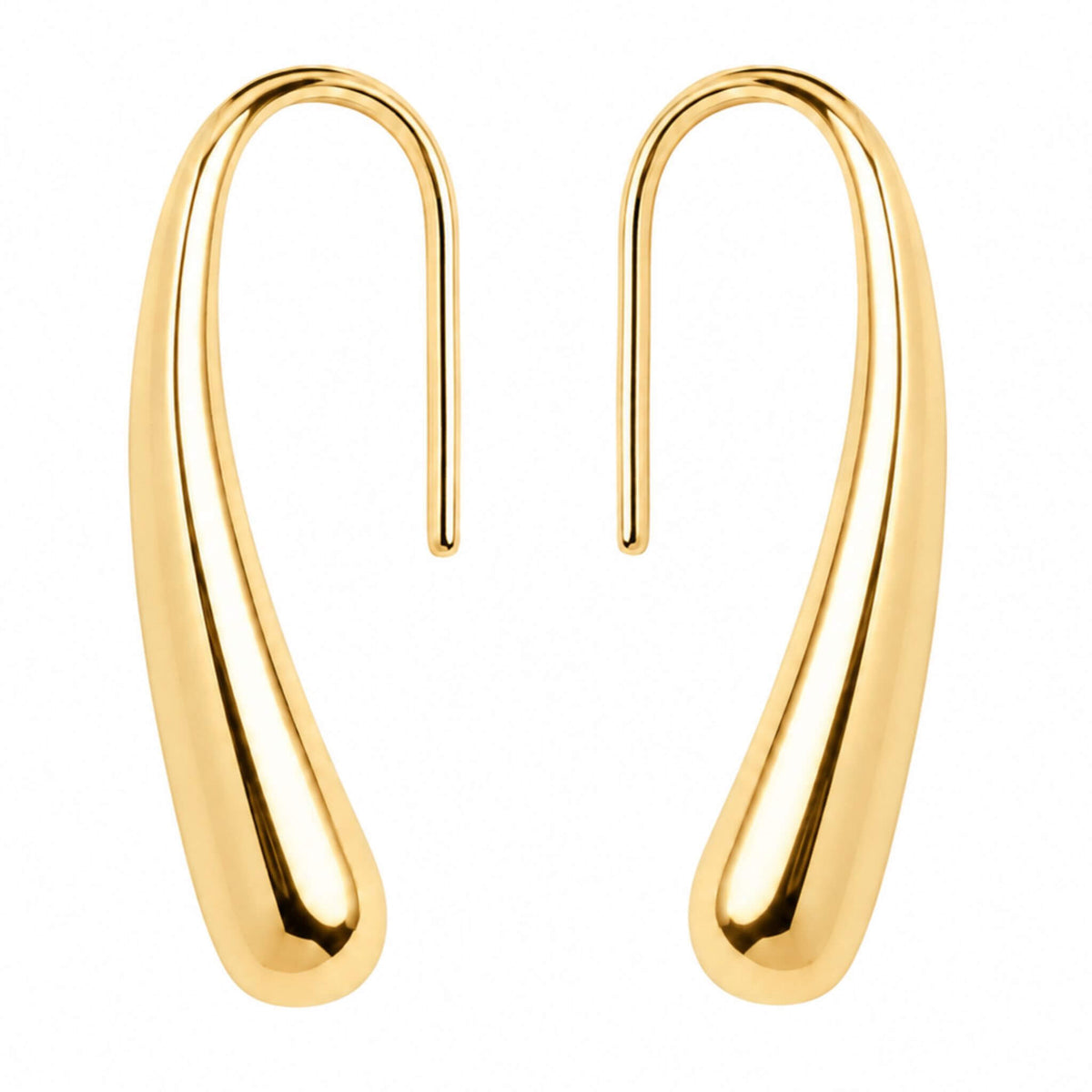 18K gold plated stainless steel teardrop hook earrings with a minimalist lightweight design for sensitive ears.