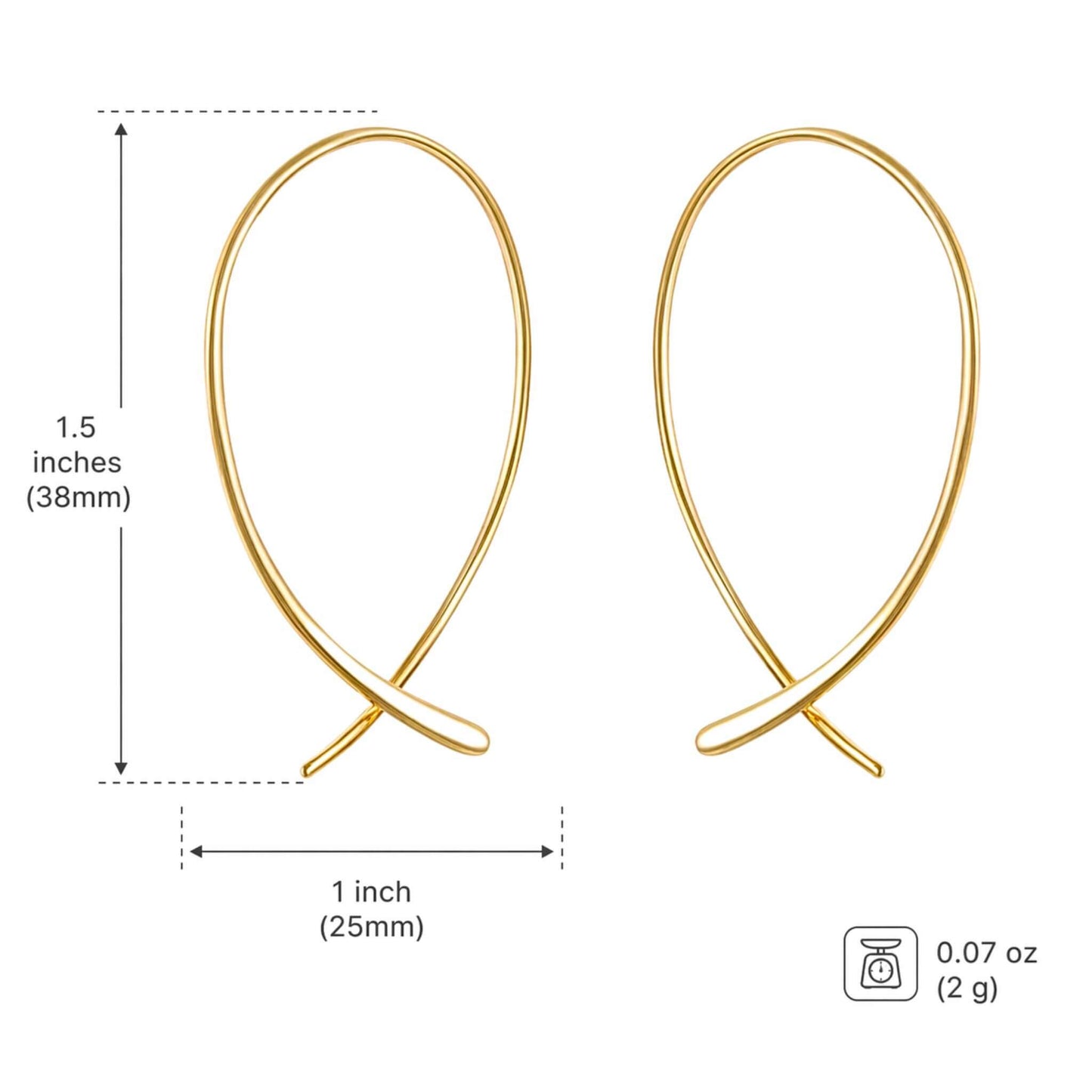 Threader Hoop Earrings – 18K Gold or Sterling Silver, Dainty Minimalist Design