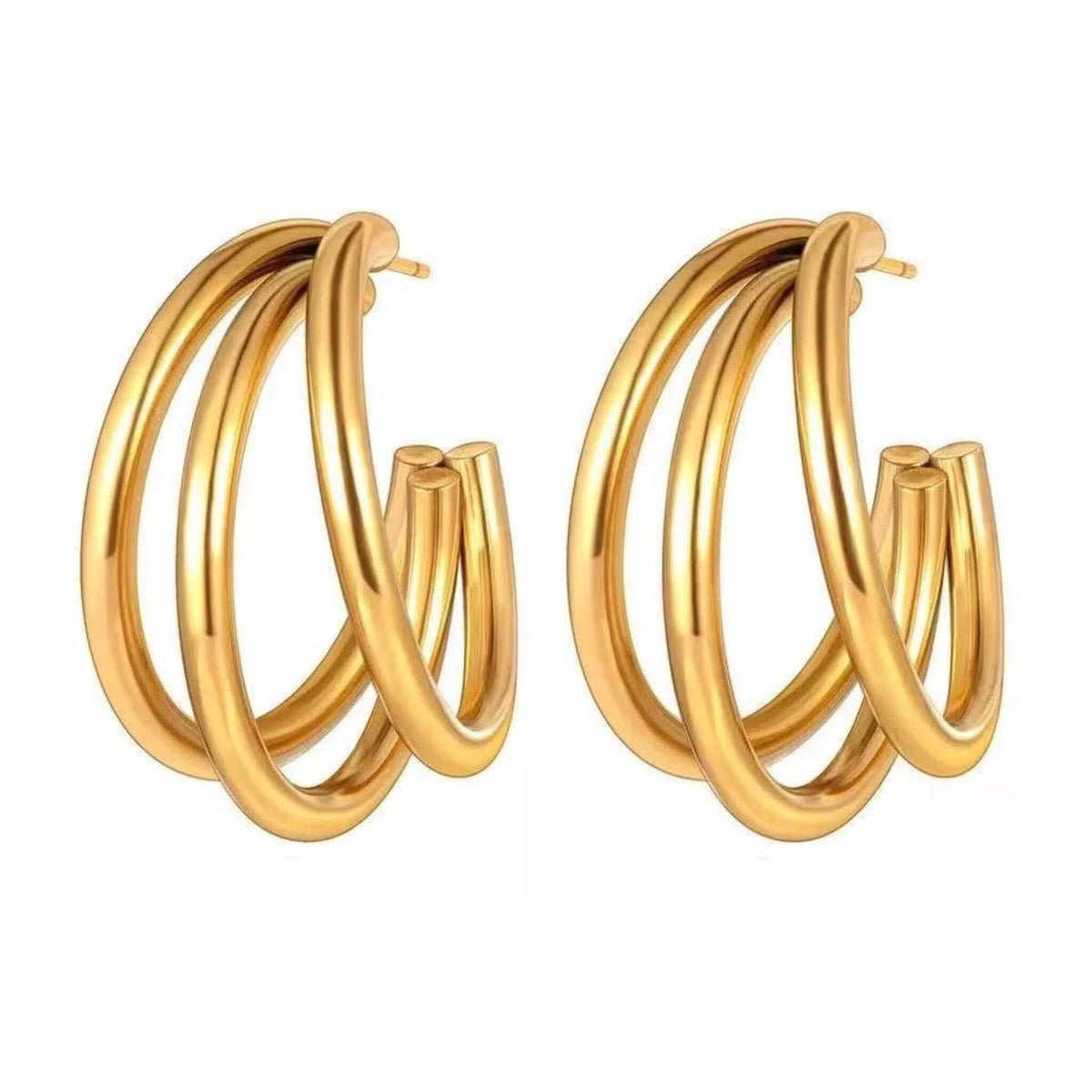 25mm multilayer hoop earrings in 18K gold plated stainless steel